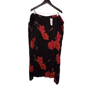 Vtg 90s Y2K Dark Floral Skirt NWT Women Plus 3X Black Red Whimsigoth Grunge Goth